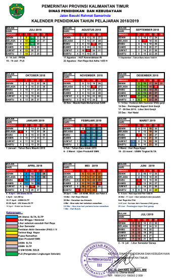 kalender pendidikan 2018/2019 jawa timur
