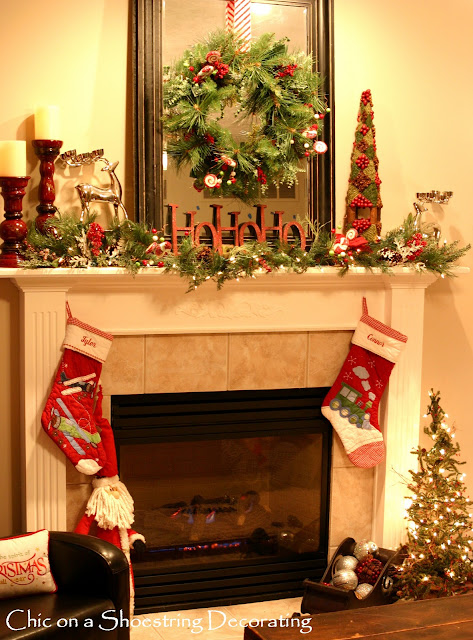 Chic on a Shoestring Decorating: Sprucin' up my Christmas mantel ...