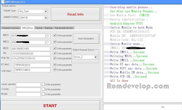 Huawei bll-l22 imei repair by MRT Dongle