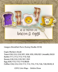 Sunny Studio Stamps: Breakfast Puns We Go Together Like Bacon & Eggs Card with Copic Coloring by Debbie Olson