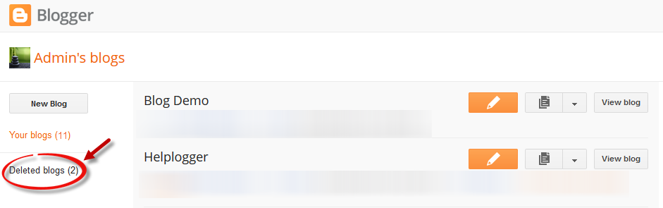deleted blogger blogs
