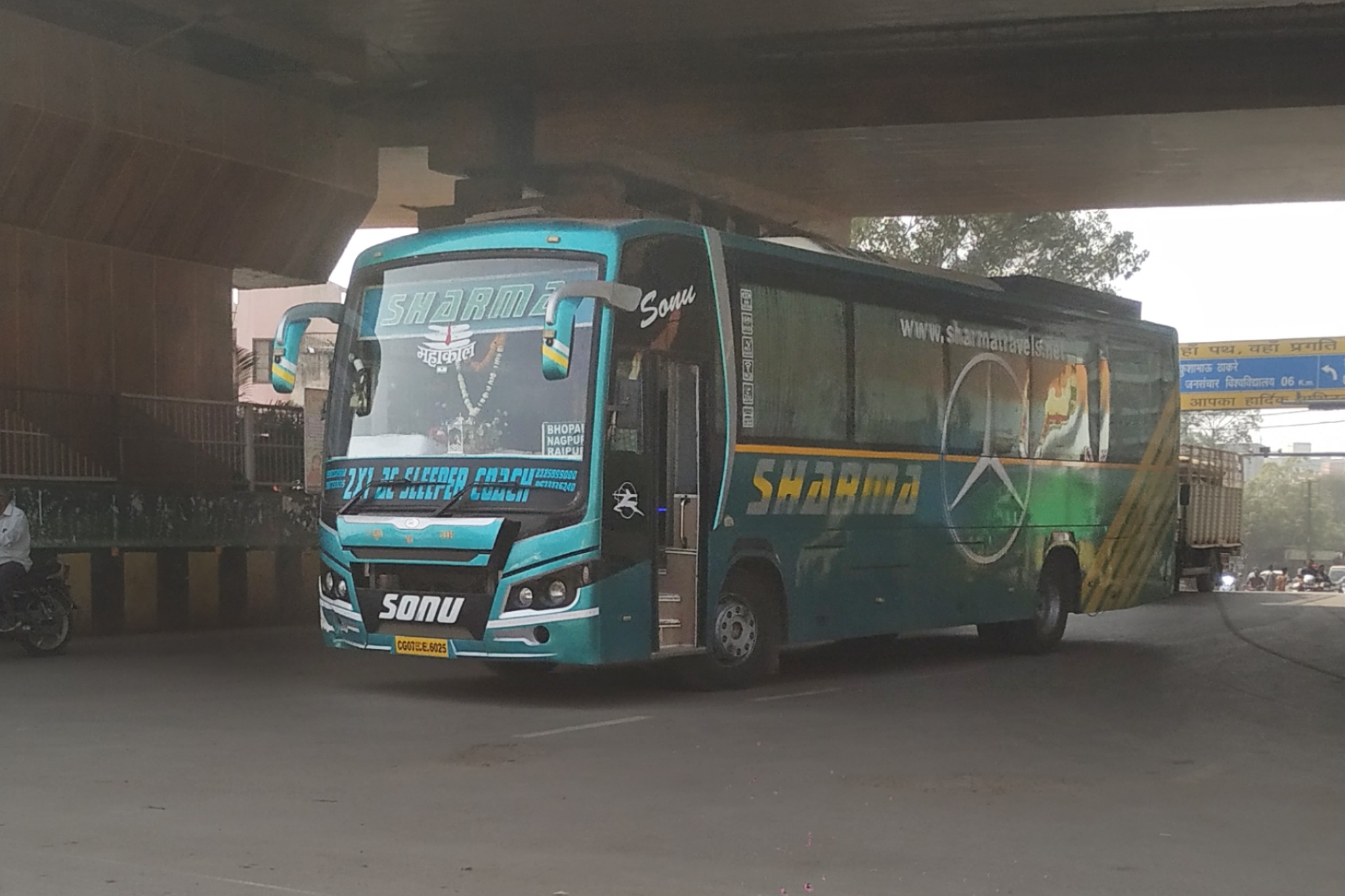 Sharma travels luxury bus