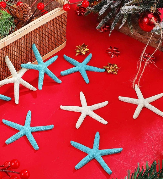 Starfish Ornaments White Blue