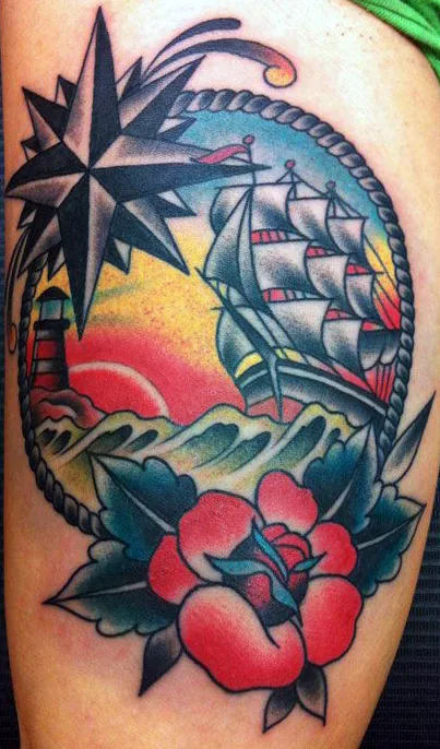 tatuaje de barco antiguo