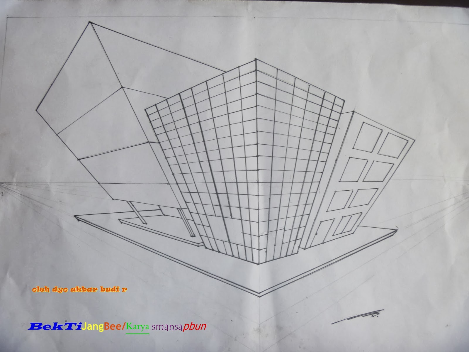 Contoh Gambar Perspektif 1 Titik - Fontoh