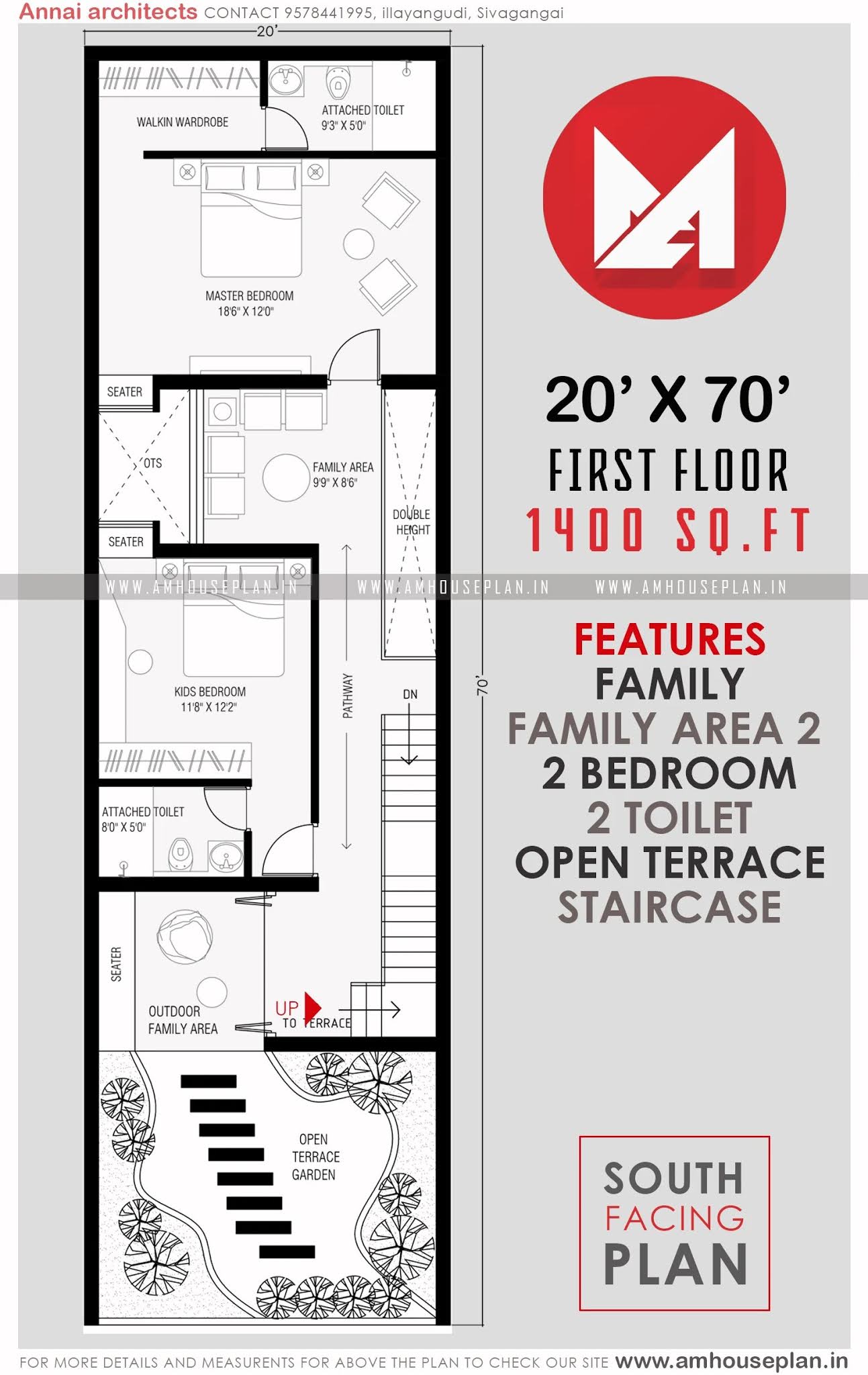 20 x 70 Narrow house plan in india 3BHK