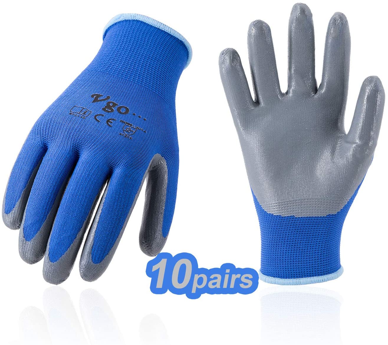 Guantes de Nitrilo, Guantes para Jardinería y Guantes de Trabajo Generales Vgo 10-Pares Review