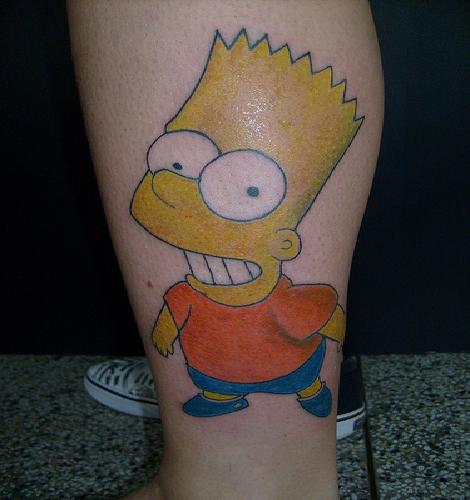 Bart Simpson from the Simpsons tv show moon tattoo.