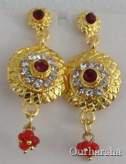 White & Red Stone Studded Earrings (4)