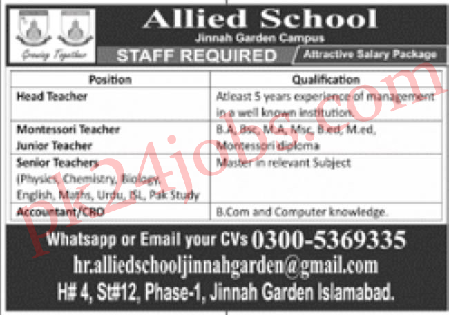 Allied School Jobs 2022 – Today Jobs 2022