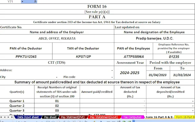 Auto calculates Income Tax Preparation Software in Excel for the Govt and Non-Govt Employees for the F.Y.2023-24