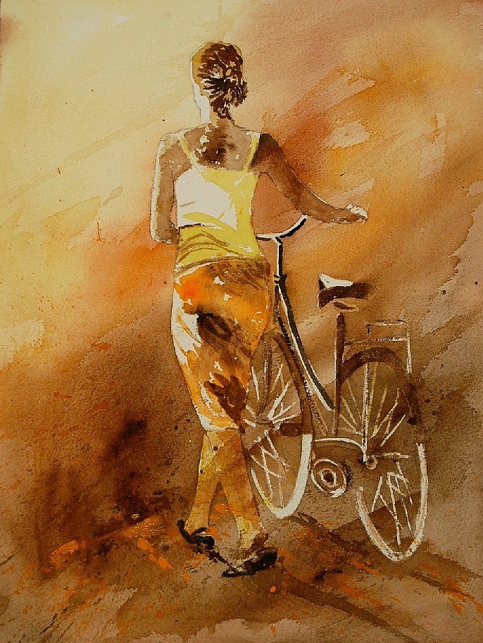 Вело греческий. Велосипедист акварель. Велосипед гуашью. Девушка на велосипеде акварель. Картины акварелью известных художников с велосипедистами.