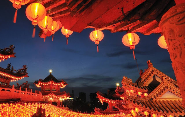 Lanterns and red chinese new year