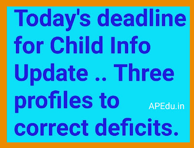 Today's deadline for Child Info Update .. Three profiles to correct deficits.