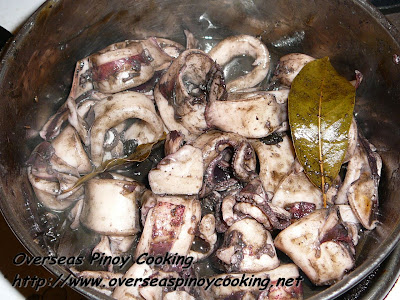 Adobong Pusit with Oyster Sauce - Cooking Procedure