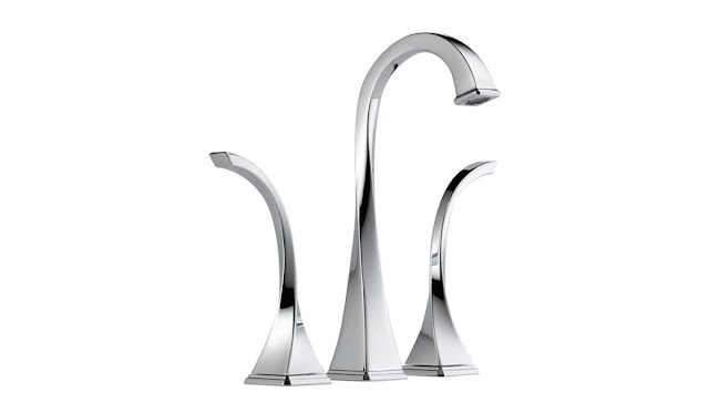 Brizio Virage two handle bathroom sink fixture in chrome.