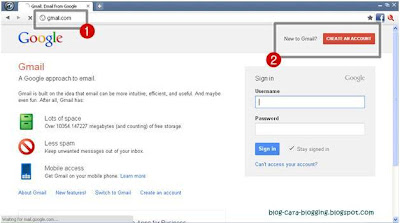 Langkah awal Membuat Email baru pada Gmail.