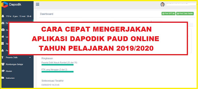 Cara Cepat Mengerjakan Aplikasi Dapodik PAUD Online Tahun Pelajaran 2019/2020