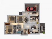 3 Bedroom Open Floor Plan Design