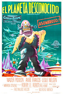 EL PLANETA DESCONOCIDO. Argentina. Cartel: 75 x 110 cms. Imprenta: F. Springer y Cia, Buenos Aires. PLANETA PROHIBIDO. Forbidden Planet. 1956. Estados Unidos. Dirección: Fred McLeod Wilcox. Reparto: Walter Pidgeon, Anne Francis, Leslie Nielsen, Warren Stevens, Jack Kelly, Richard Anderson, Earl Holliman, George Wallace.