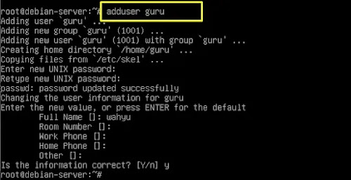 adduser guru