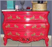 relooker commode rouge rose chest of drawers red pink recycling