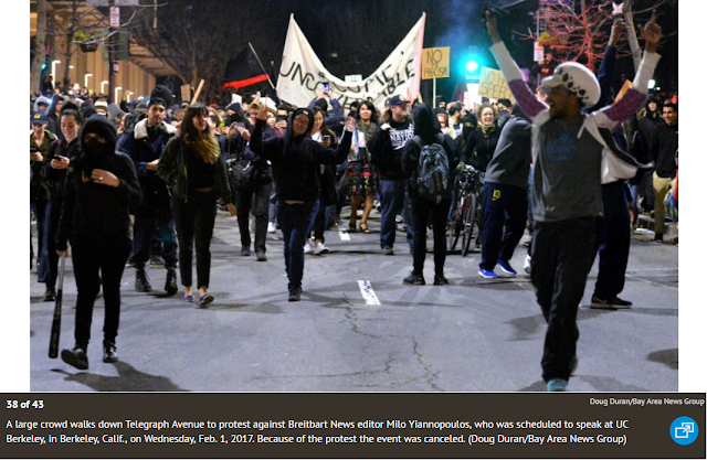 So-called 'peaceful protesters' march at Berkeley, California, February 1, 2017, supposedly in response to Milo Yiannopoulos.