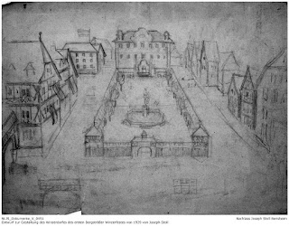 Entwürfe für das Winzerdorf in Bensheim, anlässlich des ersten Bergsträßer Winzerfestes 1929 von Joseph Stoll, Quelle: Nachlass Joseph Stoll, Bensheim, Kennung: NLJS_Dokumenten_V_0451, Stoll-Berberich 2016