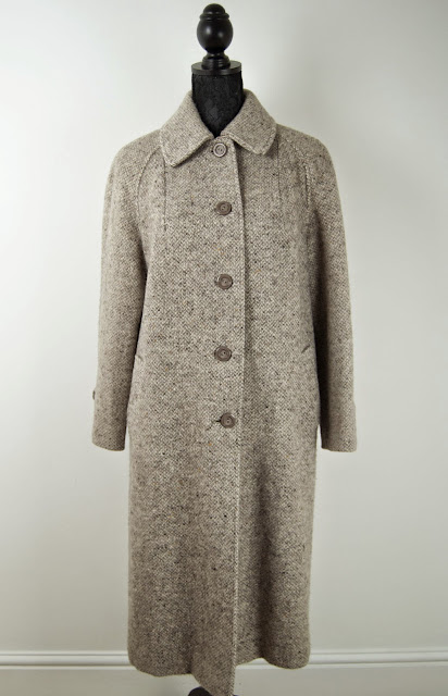 1960s fashion swing coat tweed grey the beatles english lady vintage