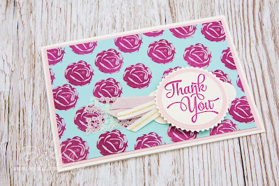 Cath Kidston Inspired Thank You Card featuring the Icing On The Cake Stamps from Stampin' Up! UK which you can buy here