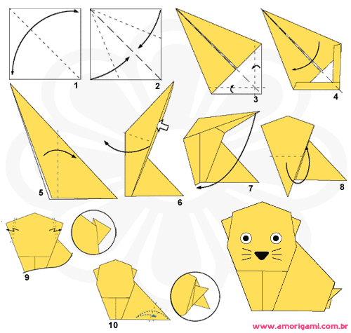 Diagrama de origami para descargar de perro