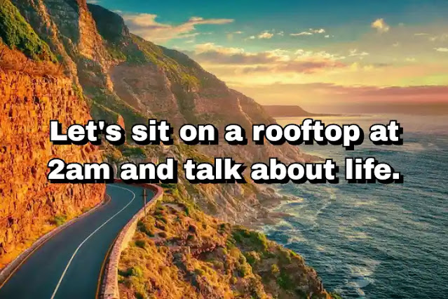 37. "Let's sit on a rooftop at 2am and talk about life."