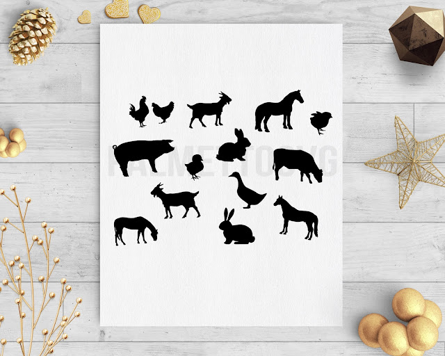 farm animals clip art svg dxf cut file silhouette cameo cricut download