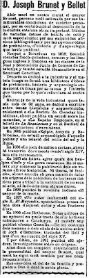 Artículo sobre Josep Brunet i Bellet después de su fallecimiento