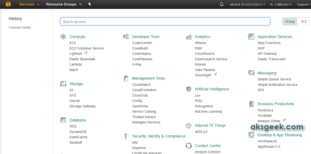 aws console