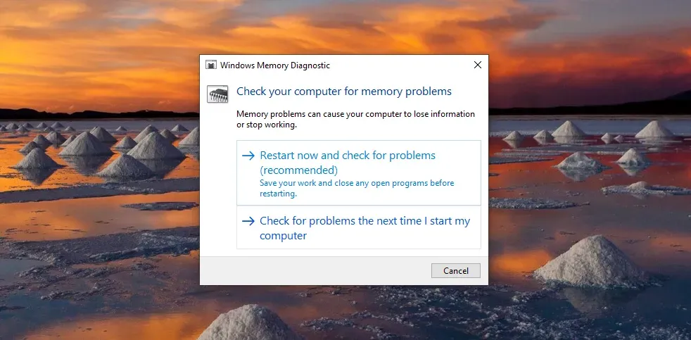 Memory Diagnostic Windows 10