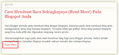 Cara Membuat Baca Selengkapnya (Read More) Pada Postingan Blogspot Anda Secara Manual