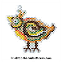 Free brick stitch seed bead earring or pendant pattern color chart