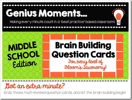 Brain Building Question Cards.Middle School