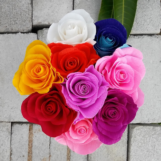 Crepe Paper, Ros, colorful roses