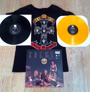 Guns N’ Roses - Appetite for Destruction (1987) Contraportada, discos y camiseta