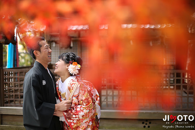 奈良公園の紅葉で前撮り撮影