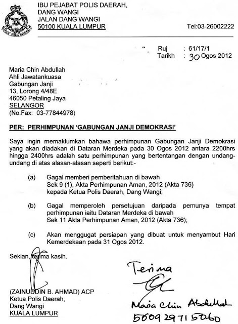 Notis dari Polis buat penganjur 'Janji Demokrasi' - Anak 