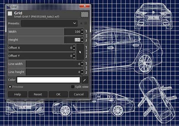 Use Filter>Render>Pattern>Grid to create the small grid pattern.