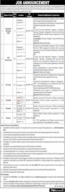 Revenue and Estate Department KPK Latest  Jobs 2021 |  Apply at assami.kp.gov.pk