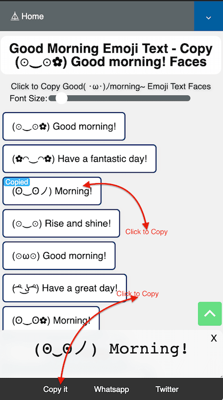 How to Copy Good Morning Emoji Text Faces?