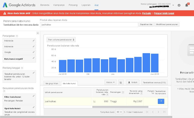 Cara menggunakan keyword planner