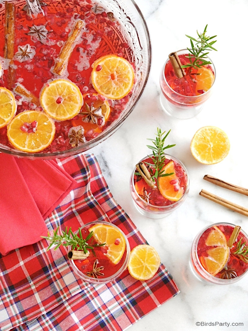 Recette de Punch à la Vodka et aux Canneberges - facile te rapide à réaliser avec ou sans alcool pour toute la famille aux fêtes de fin d'année! by BirdsParty.com @birdsparty #recette #recettenoel #cocktailnoel #boissonnoel #punchnoel #aperonoel