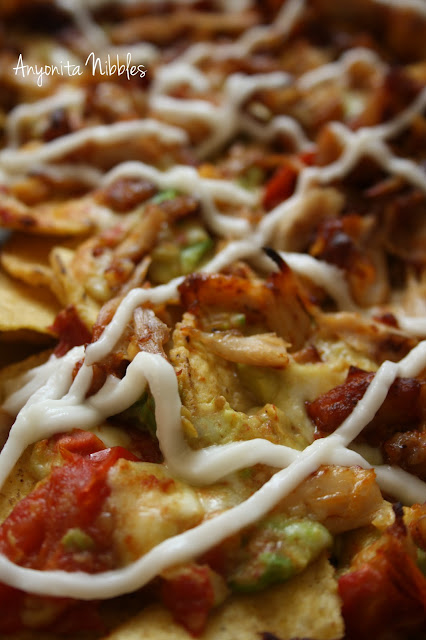 Leftover Barbecue Chicken Nachos with Roasted Tomatoes