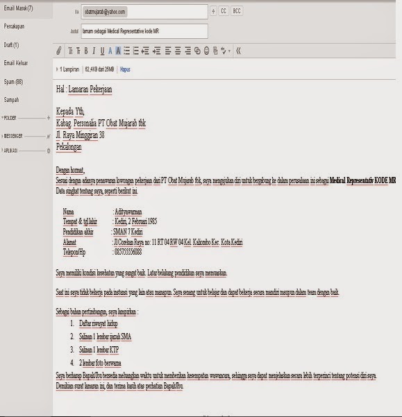 10 Contoh Surat Lamaran Kerja Via Email - ben jobs